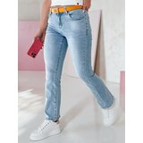 DStreet Spodnie damskie jeansowe straight leg z paskiem TENDJEN niebieskie | shoptok.hr