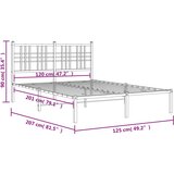  Metalni okvir za krevet s uzglavljem bijeli 120x200 cm | shoptok.hr