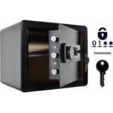 NIKCORP Oklepljen domači sef z elektronsko ključavnico in ključem, jeklena konstrukcija, alarm, 30x35x30 cm, črne barve, (5000159561) | Shoptok.si