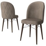 Hanah home set trpezarijskih stolica Bika 4 kom, kapućino tkanina Babyface, drvene noge boje oraha | Eponuda.com