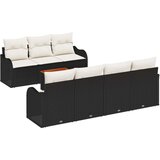  8-dijelni set vrtnog namještaja s jastučićima crni poli ratan i akacija 2-sjedala vrtna sofa s odlaganjem i jastučićima crni | shoptok.hr