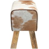  Klupa 60 x 30 x 45 cm Prava koža Smeđa i bijela | shoptok.hr