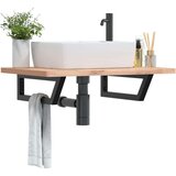  Nosači polica za Lavabo - Umivaonik 2 kom crni trapezni čelični | shoptok.hr
