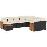  10-dijelni set vrtnih sofa s jastucima crni od poliratana | shoptok.hr
