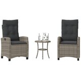  3-dijelni bistro set od poliratana s jastucima sivi | shoptok.hr