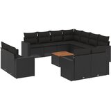  12-dijelni set vrtnih sofa od poliratana s jastucima crni | shoptok.hr