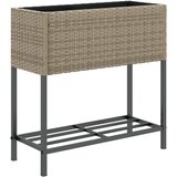  Vrtne sadilice s policom 2 kom sive 70 x 28 x 70 cm poliratan | shoptok.hr