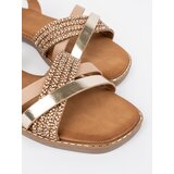 Sergio Leone Women's gold flat sandals by | Shoptok.si