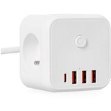  Kockasti produžni kabl sa prekidačem LINEA 3x230V + 4xUSB A/C, beo | Eponuda.com