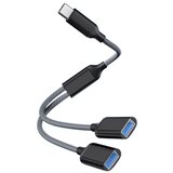 INF adapter type-c na dvojni usb 2.0 black, (21537677) | Shoptok.si