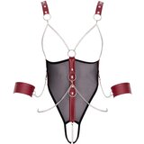 Cottelli Bondage - otvoreni body s remenjem i lancem (crna) - L | shoptok.hr