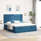 vidaXL Otomanski okvir kreveta s madracima plavi 200x200cm baršunasti | shoptok.hr