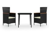  3-dijelni vrtni blagovaonski set s jastucima crni | shoptok.hr