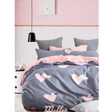 Mila Home Ružičasta/siva posteljina za bračni krevet/za produženi krevet od renforce pamuka s uključenom plahtom/4-dijelna 200x220 cm Beloved –
