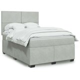  Krevet s oprugama i madracem svjetlosivi 140x190 cm baršunasti | shoptok.hr