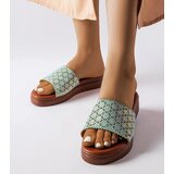 Gemre Green perforated mules with rhinestones Irvine | Shoptok.si