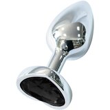 Sunfo - metalni analni čep sa srcolikim crnim kamenom (srebrni) | shoptok.hr