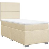 vidaXL Box spring postelja z vzmetnico krem 80x200 cm blago, (21261075) | Shoptok.si