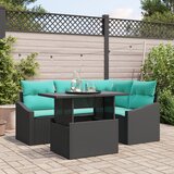 vidaXL 6 delni vrtni sofa set z blazinami črn poli ratan | Shoptok.si
