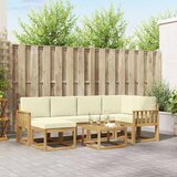  Set vanjskih sofa 7 kom. Bijela i krem Čvrsto drvo akacije | shoptok.hr