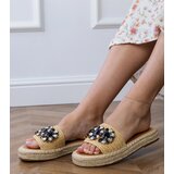 Gemre Beige espadrille slides with black crystals Luas | shoptok.hr