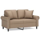 vidaXL Kavč dvosed z okrasnimi blazinami kapučino 120 cm umetno usnje, (20923740) | Shoptok.si