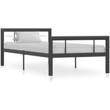  Posteljni okvir siv in bel kovinski 100x200 cm | Shoptok.si