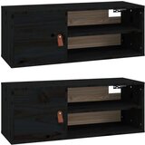 Stenska omarica 2 kosa črna 80x30x30 cm trdna borovina, (20740614) | Shoptok.si