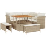 vidaXL 8 komadni vrtni sofa set s jastučićima bež poli ratan akacija, 3 komadni vrtni trpezarijski set s jastučićima bež poli ratan akacija Cijene
