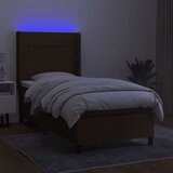  Box spring postelja z vzmetnico LED temno rjava 90x190 cm blago, (20938028) | Shoptok.si
