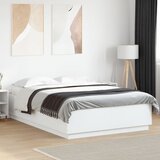 Furnova Posteljni okvir z LED lučkami bel 160x200 cm inženirski les, (21942419) Cene
