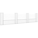  Gabionska košara U-oblika s 4 stupa 380 x 20 x 100 cm željezna | shoptok.hr