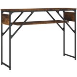 Maison Chic konzolna miza - miza ob steni s polico dimljeni hrast 105x30x75 cm inž. les, (21786489) Cene