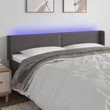 vidaXL LED posteljno vzglavje sivo 163x16x78/88 cm umetno usnje