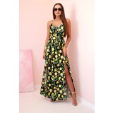 Kesi Włoski Women's maxi dress with straps and print - black | shoptok.hr