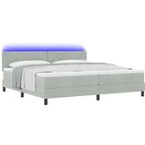 vidaXL Postelja z vzmetnico in LED lučko svetlo siva 200x200 cm iz žameta | Shoptok.si