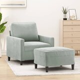  Fotelja s tabureom svjetlosiva 60 cm baršunasta | shoptok.hr