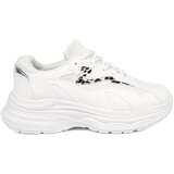Shelvt White sneakers with a decorative accent Cene