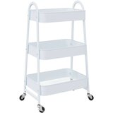 vidaXL Voziček za shranjevanje 3-nadstropna bel 42x41,5x77 cm jeklo | Shoptok.si