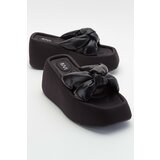 LuviShoes Regno Women's Black Wedge Heels Slippers cene