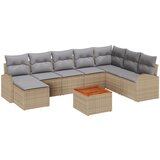 vidaXL 9-delni set vrtnih kavčev z blazinami bež poli rattan akacija, (22092722) | Shoptok.si