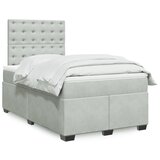vidaXL Box spring postelja z vzmetnico svetlo siva 120x190 cm žamet Cene