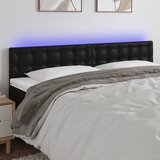 The Living Store led posteljno vzglavje črno 180x5x78/88 cm umetno usnje - led vzglavje, (21418359) Cene