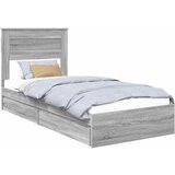 vidaXL Postelja s shranjevanjem z vzglavjem Siva Sonoma 75 x 190 cm, (5000105979) | Shoptok.si