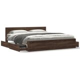 vidaXL Posteljni okvir z vzglavjem rjavi hrast 200x200 cm inž. les, (21303405) | Shoptok.si