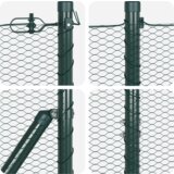 vidaXL Ograja v obliki heksagona Zelena 1.4x50 m Jeklo, Stebri za ograjo 13 kosov Zeleni Ø32 mm 190 cm Galvanizirano jeklo | Shoptok.si