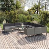 The Living Store Vrtna sedežna garnitura 13-delna z blazinami poli ratan siva - Vrtna Sedežna Garnitura, (21475418) | Shoptok.si