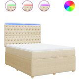 vidaXL Box spring postelja z vzmetnico krem 160x200 cm blago, (21305259) | Shoptok.si