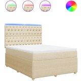 vidaXL Krevet s oprugama i madracem krem 160x200 cm od tkanine | shoptok.hr