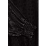 Marisse Black Puff Sleeve Animal Print Shirt | shoptok.hr